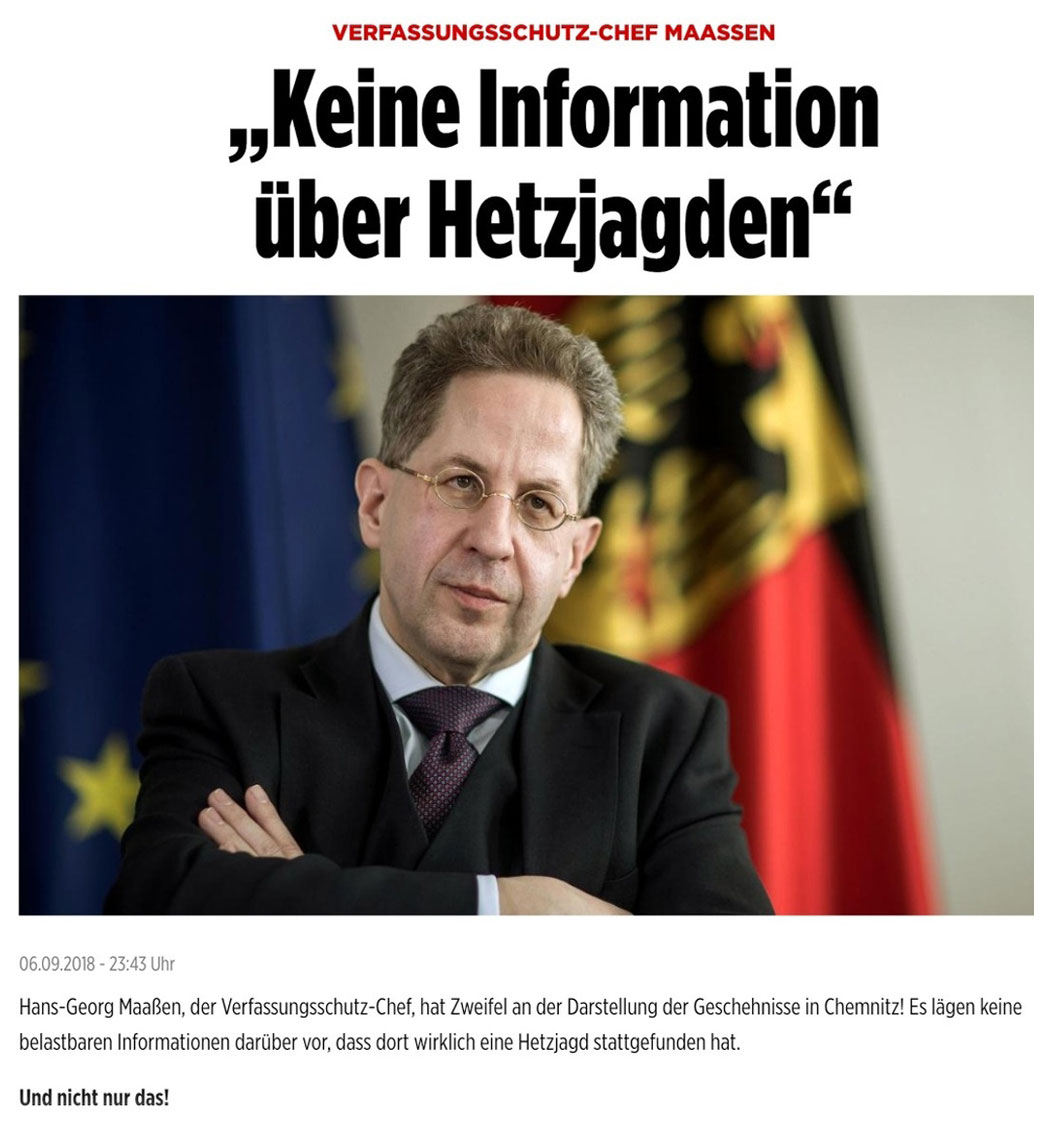 Verfassungsschutz-Chef Maaßen: „Keine Information über Hetzjagden“