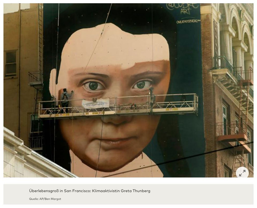 In San Francisco entsteht Riesenwandbild von Greta Thunberg