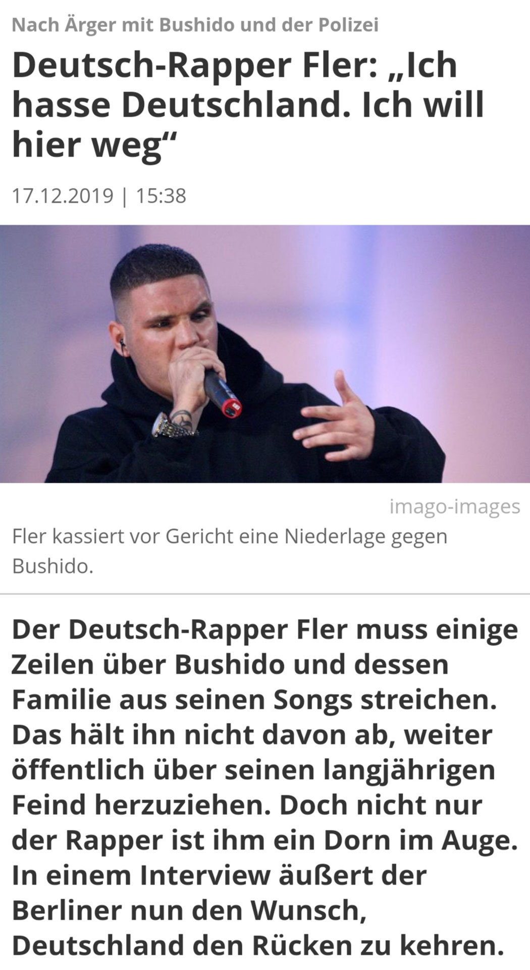 Deutsch-Rapper Fler: „Ich hasse Deutschland. Ich will hier weg“