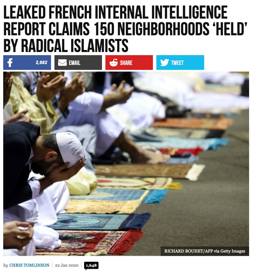 Leaked French Internal Intelligence Report Claims 150 Neighborhoods ‘Held’ By Radical Islamists