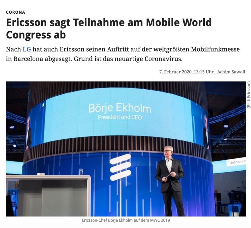 Ericsson sagt Teilnahme am Mobile World Congress ab