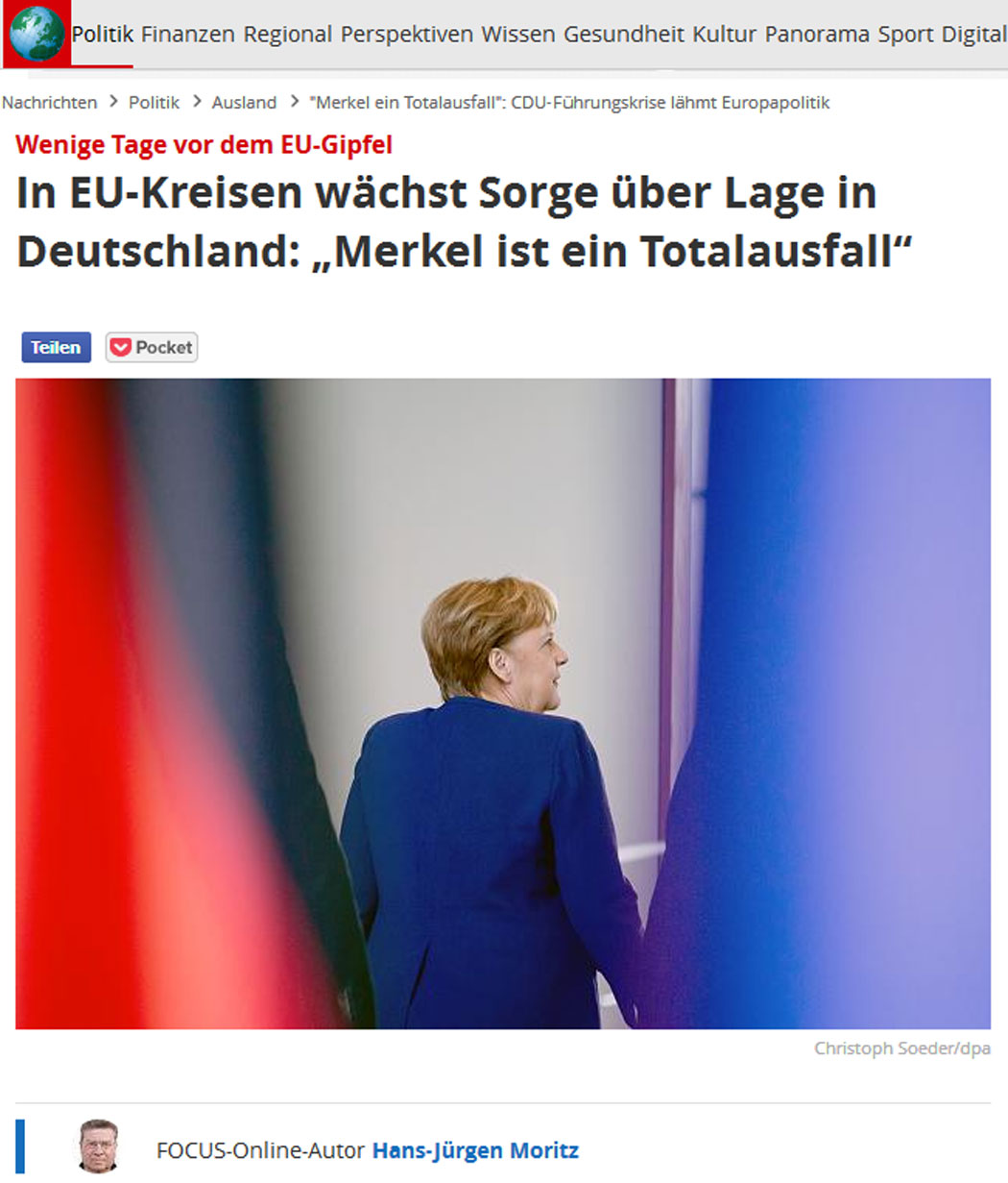 Wenige Tage vor dem EU-GipfelIn EU-Kreisen wächst Sorge über Lage in Deutschland: „Merkel ist ein Totalausfall“